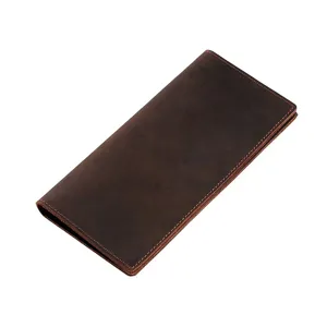 Cartera larga vintage para hombre en cuero genuino Crazy Horse de alta calidad