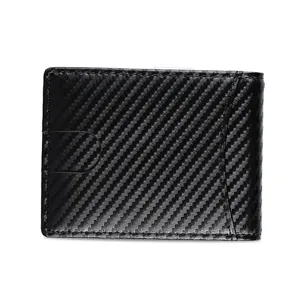 Cartera delgada de hombre con bloqueo RFID y textura de fibra de carbono negra