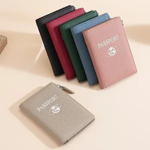 Ensemble complet de protège-passeports et portefeuilles de voyage en cuir grainé RFID