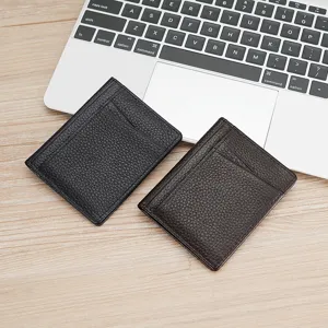 Ultra-thin genuine cowhide leather driver's license and card holder wallet for men