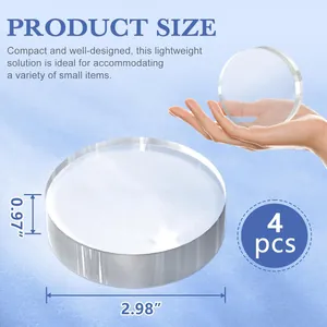 Set van 4 ronde transparante acryl displayblokken voor verzamelobjecten, 2,98 inch breed