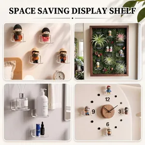 Clear acrylic display shelf floating wall shelves for mini blind box figures and collectibles.