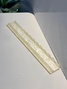 20 inch cream pearlescent acrylic American Mahjong pusher rack with scalloped edges