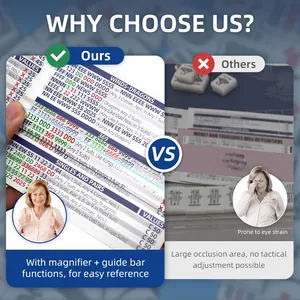 Acrylic mahjong line finder with red guide line compared to standard magnifier