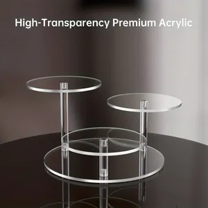 Premium high-transparency 3-tier acrylic display stand for desktop storage and collectibles