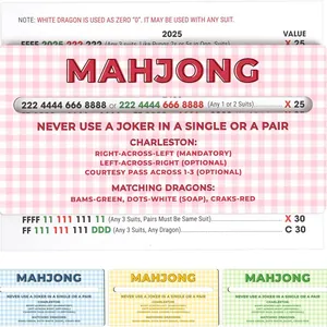 American Mahjong NMJL Reference Cards Multicolor Mahjong Line Finder Reader Rules Guide Gaming Accessories