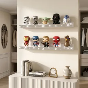 Acrylic display shelf with sparkling crystal borders for collectibles and figures