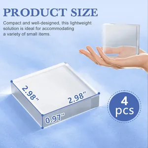 Transparante acryl vierkante displayblokken met afmetingen van 2,98 inch in 4-delige set
