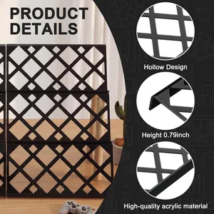 Detailansicht eines schwarzen Acryl-Sammelkarten-Displays mit hohlem Gitterdesign