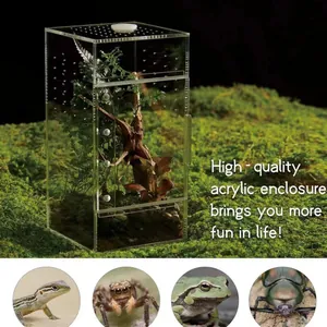 Boîte d'élevage verticale en acrylique pour reptiles et insectes avec trous d'aération