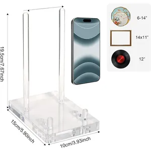 Clear acrylic display stand with dimensions 19.5x15x10cm for 6-14 inch plates and frames