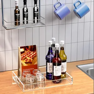 Bandeja de acrílico transparente con asas para organizar la encimera de cocina