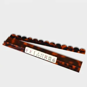 20-inch acrylic American mahjong pusher with tortoiseshell pattern and magnetic lid