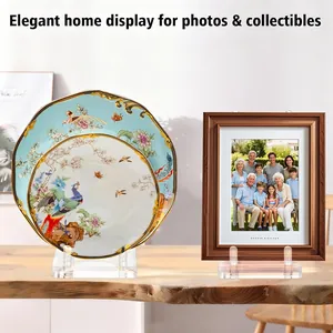 Clear acrylic easel stands for decorative plates and picture frames