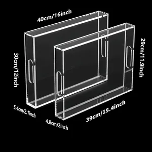 Bandeja Rectangular de Acrílico Con Asas Bandeja de Servicio Transparente Para Cocina Mesa de Comedor Café Té