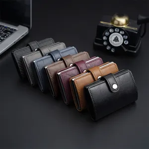 Premium automatic pop-up aluminum card holder with PU leather wrap in various colors