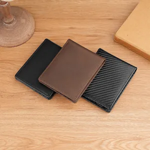 Premium Herren-Geldbörsen aus Crazy Horse Leder und Kohlefaser mit RFID-Schutzfunktion
