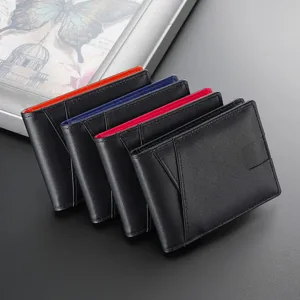 Portafoglio da Uomo in Vera Pelle Blocco RFID Sottile Bifold Corto Porta Carte in Pelle Vaccina con Ferma Soldi Vintage