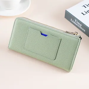 Damen Echtes Leder Lange Brieftasche RFID Schutz Anti-Diebstahl Reißverschluss Clutch Kartenhalter Große Kapazität Rindsleder Geldbörse
