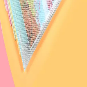 Close-up of waterproof mesh file bag showing grid texture and transparent PVC material
