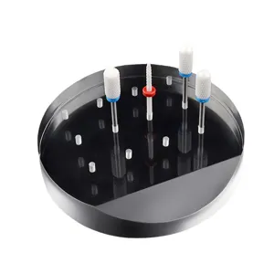 Premium 12-hole round acrylic nail drill bit display stand and organizer holder base