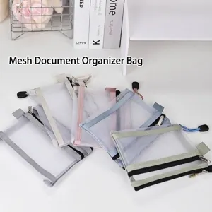 Travel Portable Mesh Storage Bag Double Layer Transparent Nylon ID Card Holder Mini Coin Purse Zipper Organiser Pouch