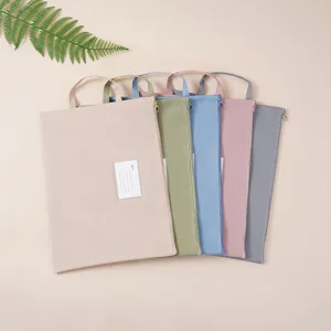 Set of 5 Morandi B4 waterproof Oxford portable file bags with handles and index labels