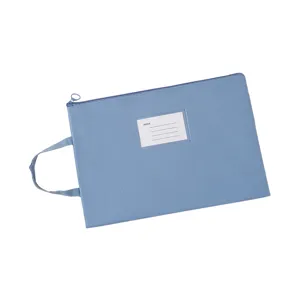 Durable B4 light blue waterproof oxford file bag with portable handle and index label