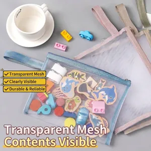 Transparente Netz Aufbewahrungstasche A4 A5 A6 Doppellagig Reißverschluss Tasche Für Schule Büro Schreibwaren Spielzeug Organizer