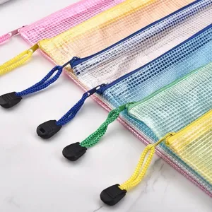 Colorful waterproof mesh zipper document bags for organized storage