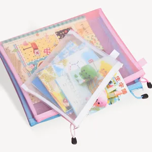 Multipurpose mesh nylon storage bags for A4 A5 files and stationery organization