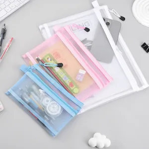 Multipurpose mesh nylon storage bags for stationery and documents in various sizes