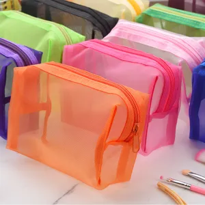 Bunte Netz-Kosmetiktaschen Nylon-Aufbewahrungsbeutel für Reisen und den täglichen Gebrauch