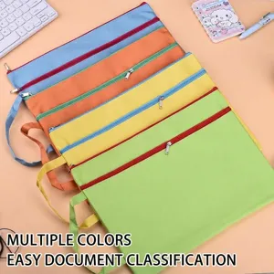 Colorful A4 Oxford cloth file folder with double zipper and hand strap