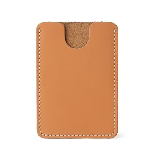 Minimalistischer schlanker Kartenhalter aus lohfarbenem Leder mit Handnaht-Detail