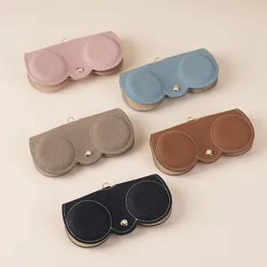 Premium leather sunglasses pouches set in five colors with button closure and ring