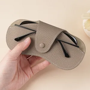 Custodia per Occhiali in Vera Pelle da Donna Vintage Trama Litchi Borsa per Occhiali da Sole in Pelle di Vacchetta Morbida