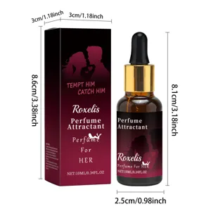 Détails des dimensions du parfum aux phéromones Roxelis de 10 ml pour les femmes