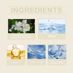 Elenco ingredienti dettagliato per olio di profumo OUHOE con gelsomino ed estratti