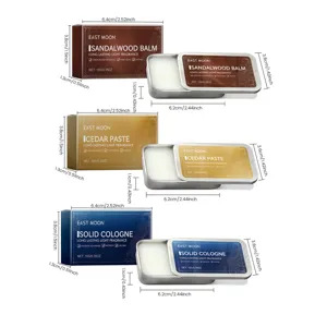 Detailed product dimensions for portable men's solid balm and cologne set by East Moon