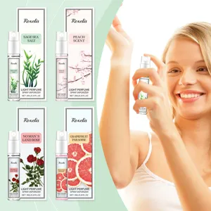 Portable perfume spray set, 4 scents, long-lasting fragrance, travel size pocket perfume.