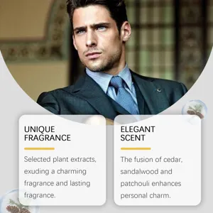 Luxury men's cologne detail showing cedar, sandalwood and patchouli fragrance notes