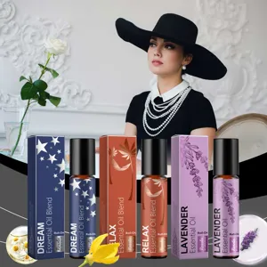 Kit d'huile essentielle en roll-on, mélange d'aromathérapie portable pour relaxation quotidienne.