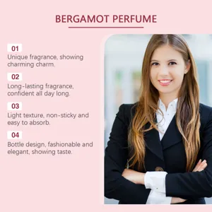 Infographic detailing features of long-lasting bergamot perfume for women