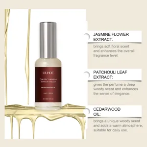 OUHOE 50ml Olio di Profumo alla Vaniglia Classica Spray Fragranza Naturale per Uso Quotidiano