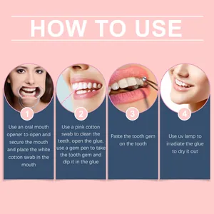 Guía de instrucciones detallada para aplicar el kit de joyas para dientes DIY