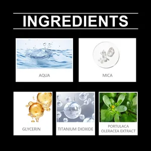 Detailed view of cosmetic ingredients including Aqua, Mica, and Portulaca extract