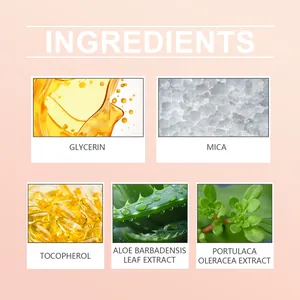 Detailed view of main ingredients including Glycerin, Mica, and Aloe Vera extract