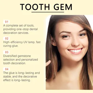 Caratteristiche del kit gemme per denti fai-da-te con lampada UV e colla forte