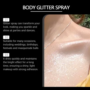 Body glitter spray for face and skin highlighting, perfect for party sparkle